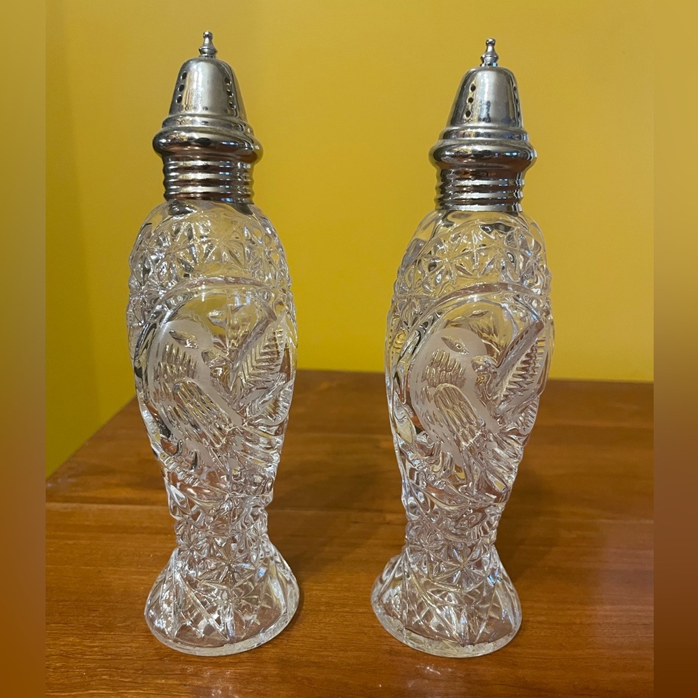 Exquisite Etched Salt and Pepper Shakers